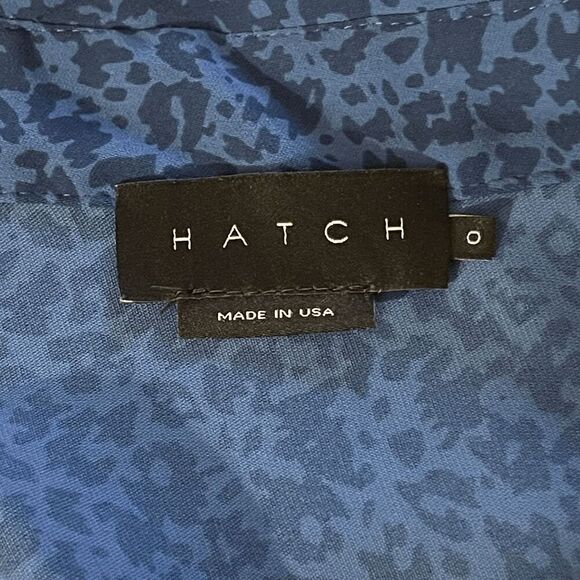 Hatch Kaia Dress Maternity Blue Leopard Button Front Tie Waist Size 0 Minimalist - Picture 8 of 10